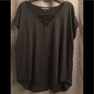 Black Lattice Chest Shirt Plus Size 2X
